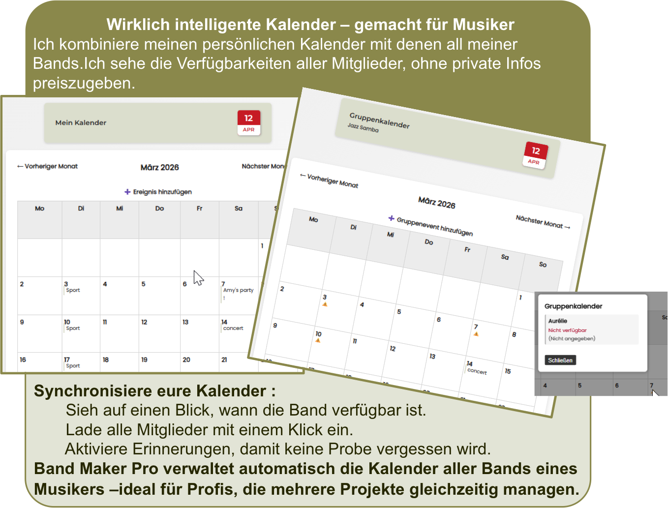 Intelligente Kalender Band Maker Pro