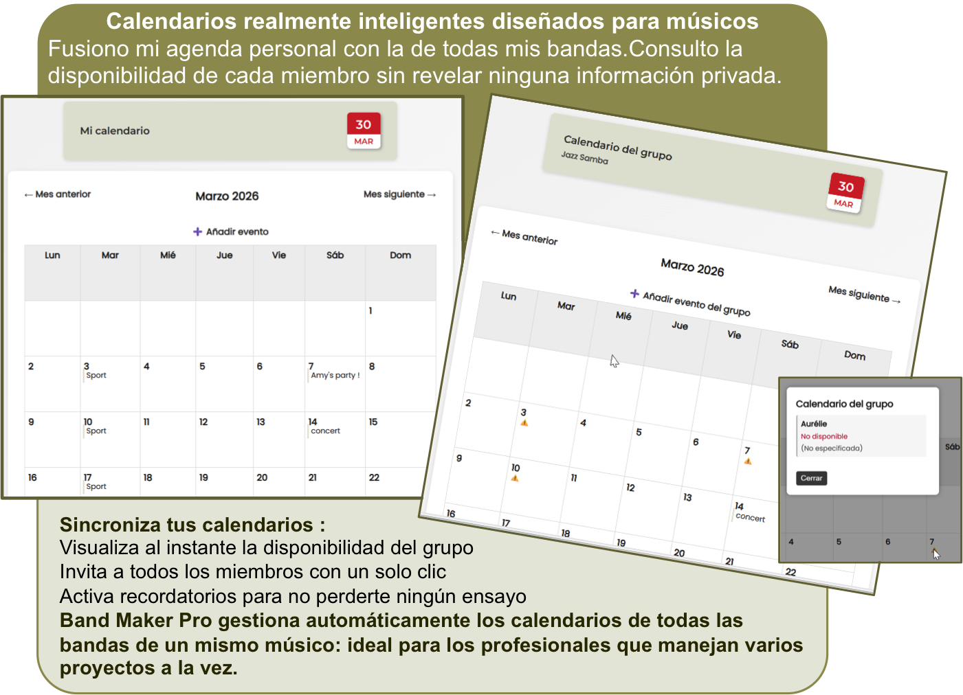 Calendarios inteligentes Band Maker Pro
