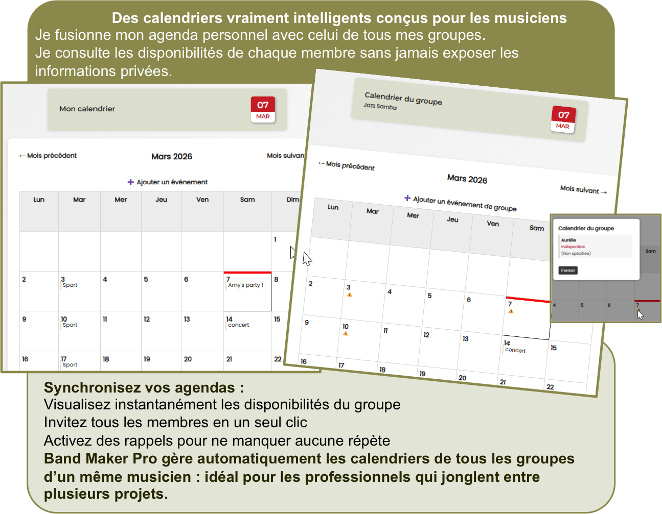 Calendriers intelligents Band Maker Pro