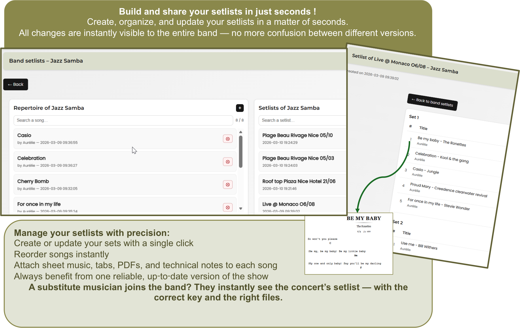 Band Maker Pro setlists