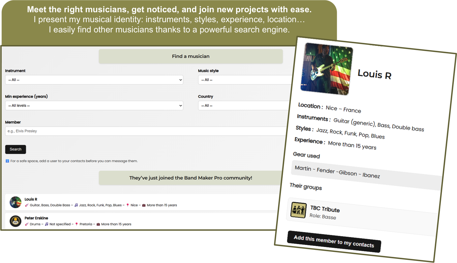 Band Maker Pro musician profile