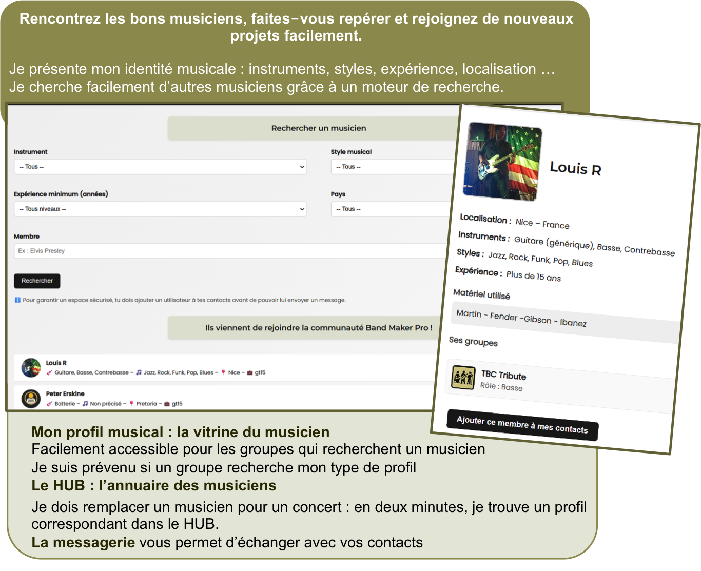 Profil musicien Band Maker Pro